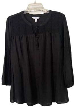 Time and Tru Black Bohemian Blouse Size L (12-14)